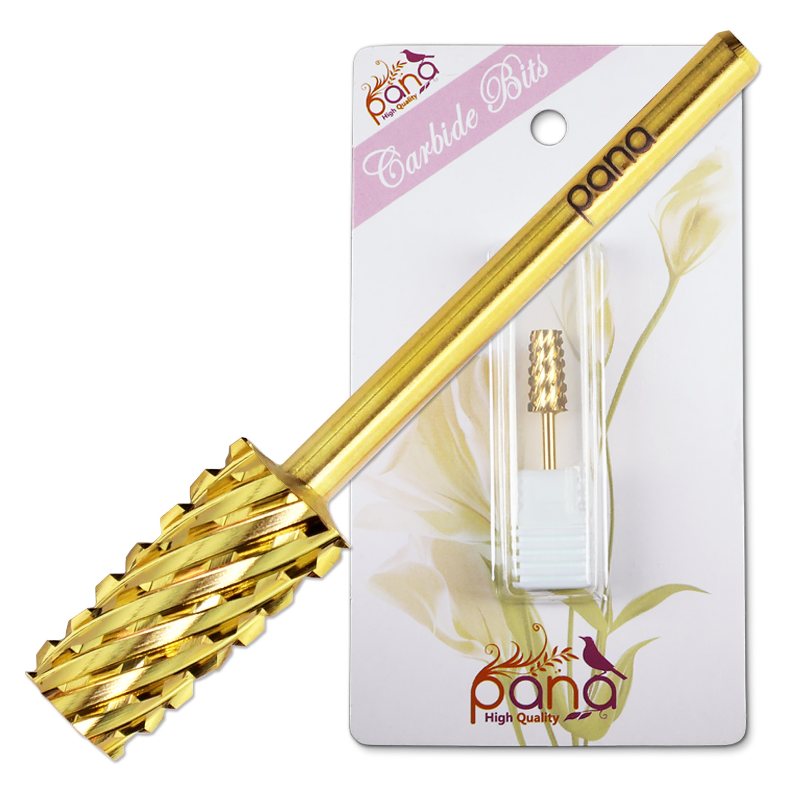 Professional Gold Large Tapered Barrel Nail Drill Bit Extra Coarse Grit