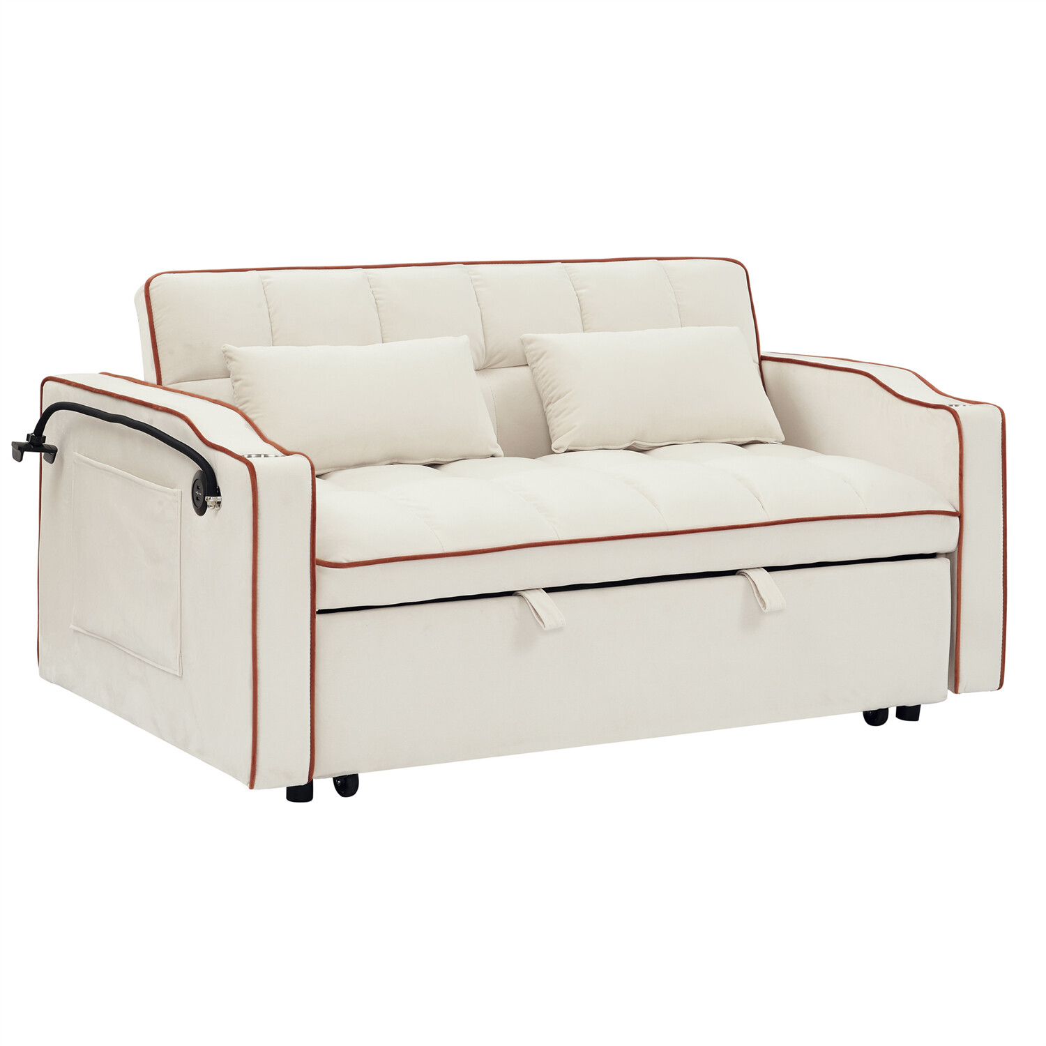 55.5in Convertible Sleeper Sofa Bed Loveseat Sofa 2 Seater Couch w/ Pull-Out Bed