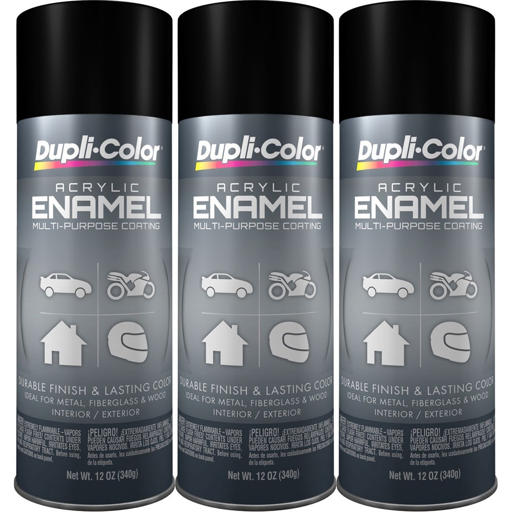 Duplicolor DA1605 (3-Pack) Multi-Purpose Acrylic Enamel Aerosol Paint Flat Black