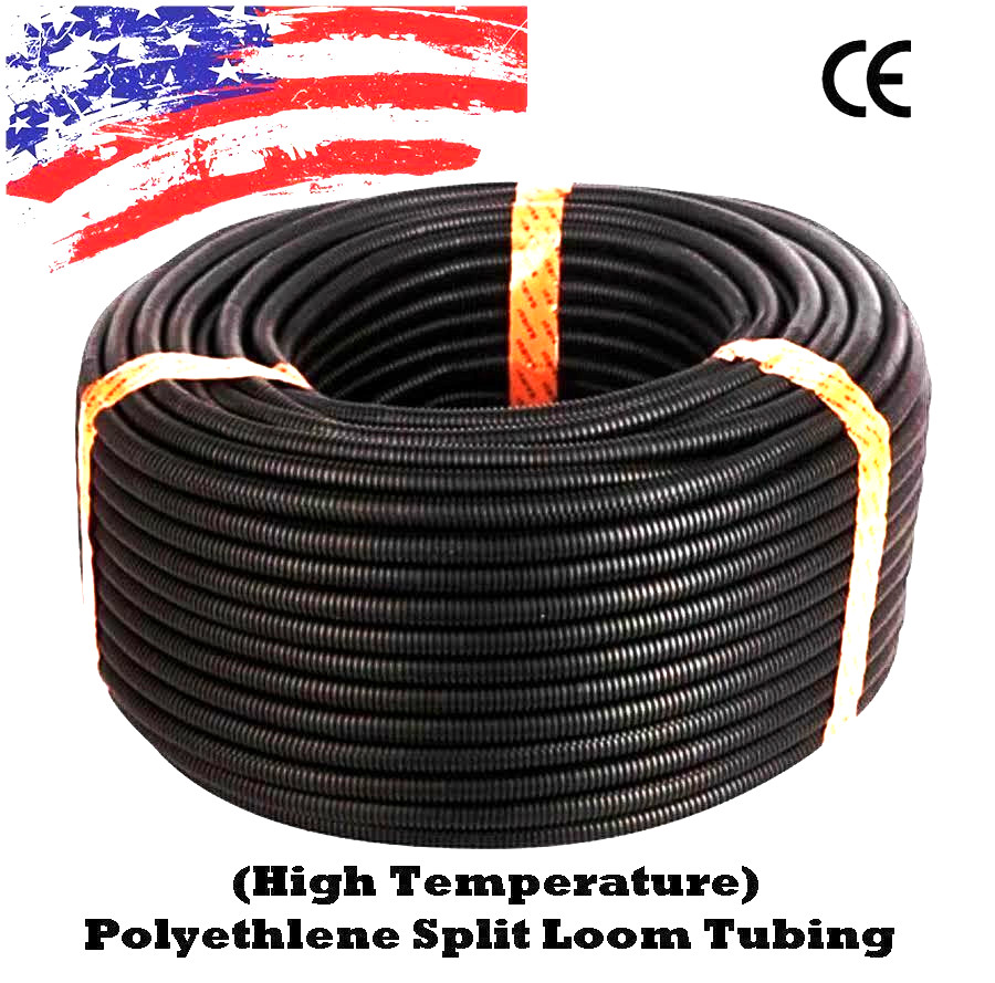 5 Ft 1/2" Split Wire Loom Conduit Polyethylene Tubing Black Color Sleeve Tube US
