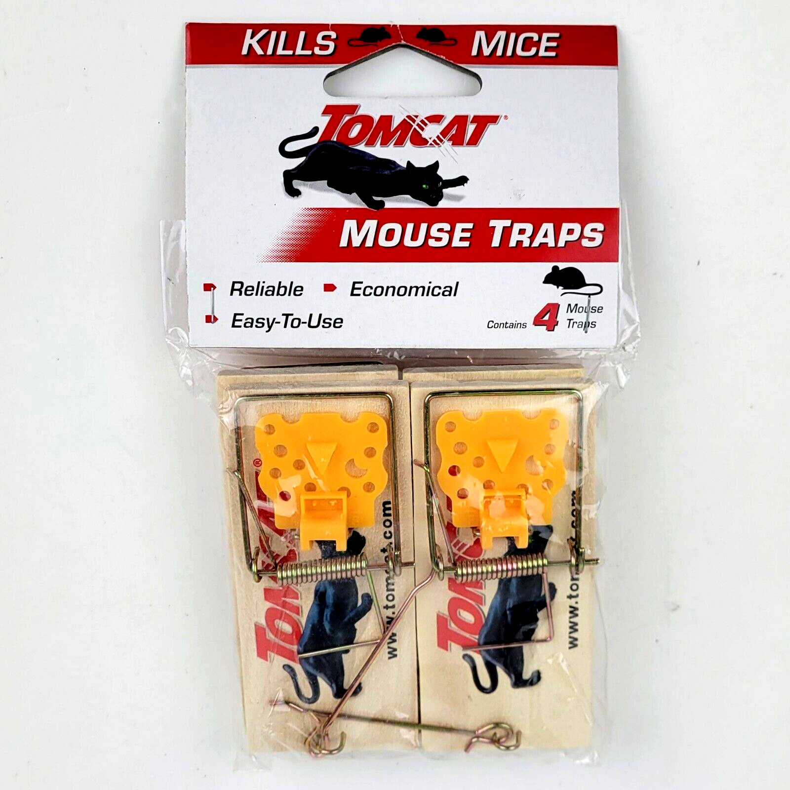 4 Tomcat Wooden Mouse Traps Wood Kills Mice Reliable Easy-to-Use