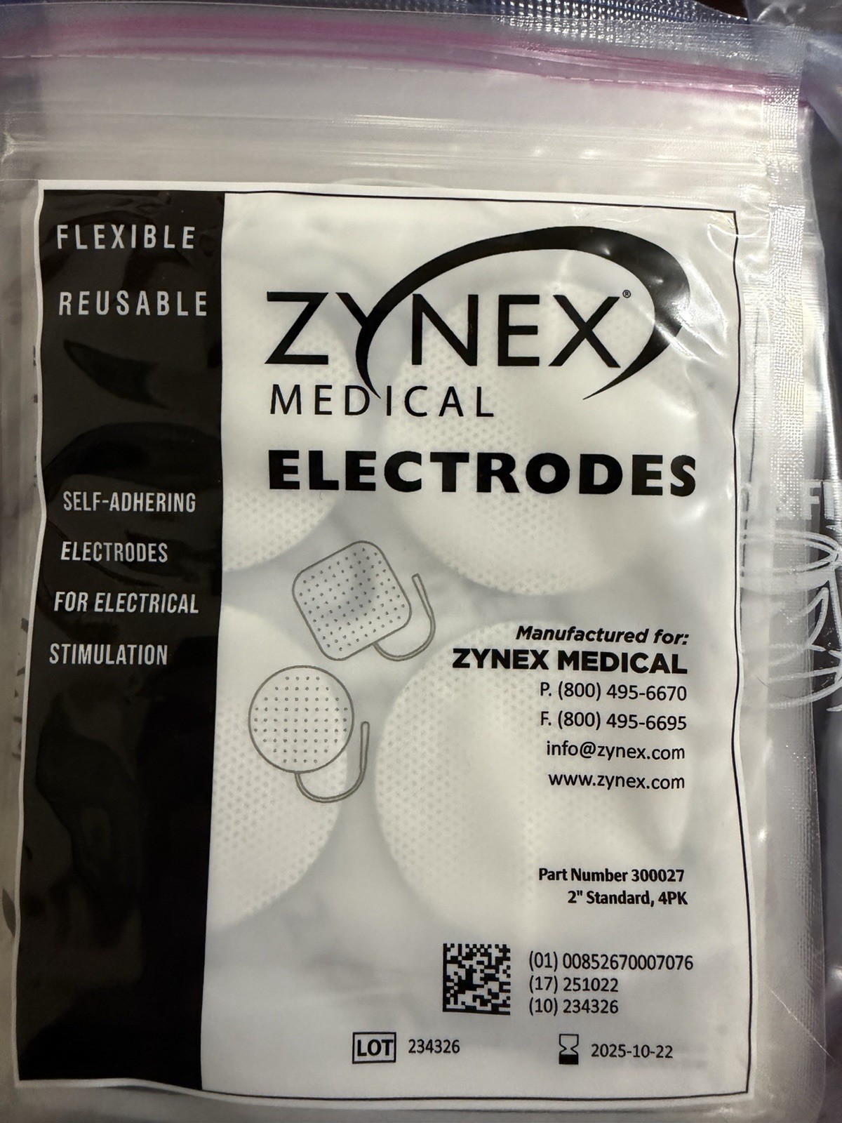 10 Packs of 4 BRAND NEW 2" Zynex Medical Electrodes Round Pads Tens Unit Sealed