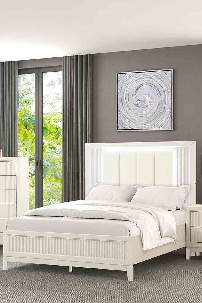 Transitional Style Queen Size 1pc Bed Set Antique White Finish Bedroom Furniture