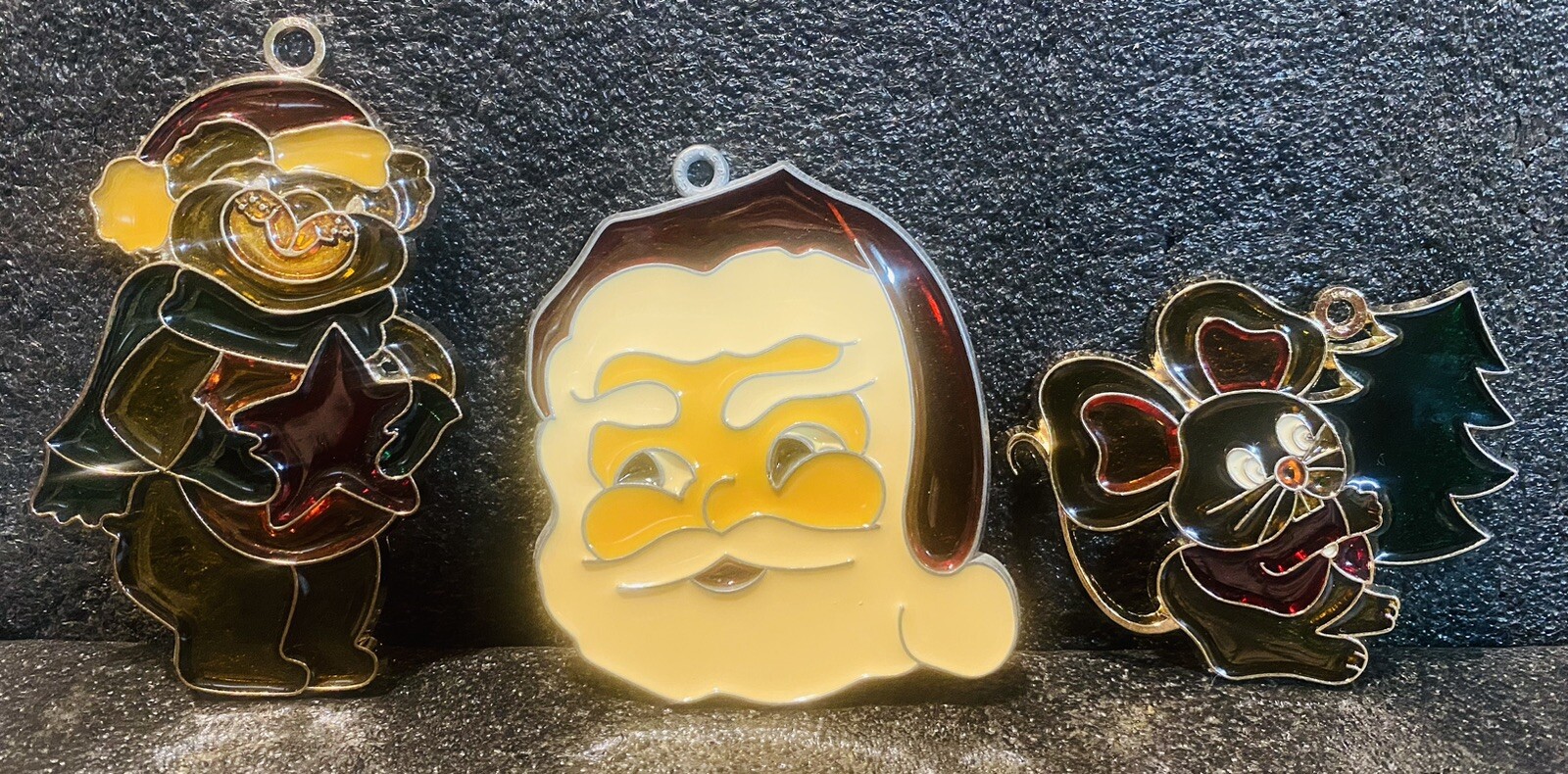 SET OF 3 Vintage Christmas/Holiday Suncatchers-“Sunlights” & “Rafaelian” USA