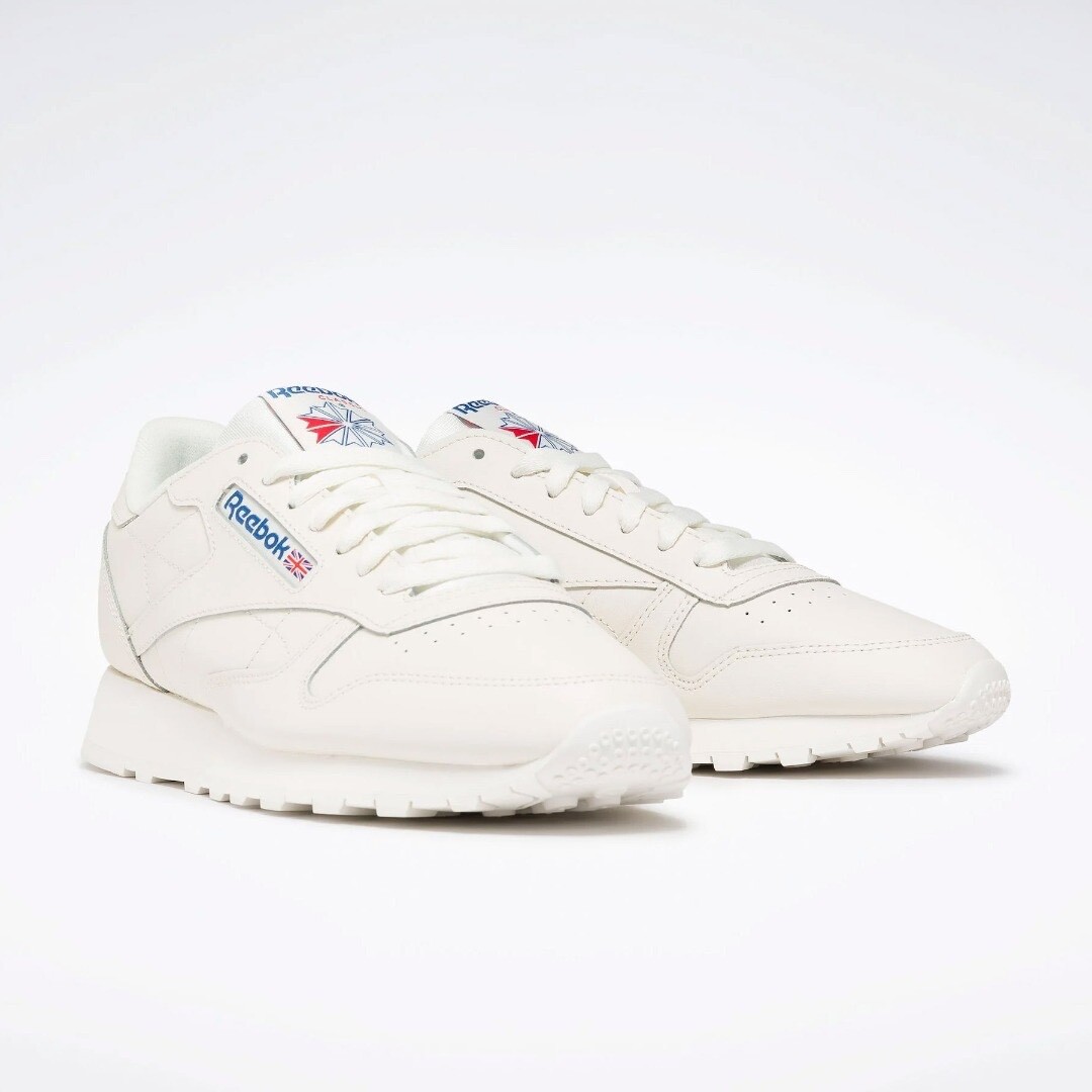 Men Reebok Classic Leather Running Shoes Sneakers Chalk White Red Blue 100032947
