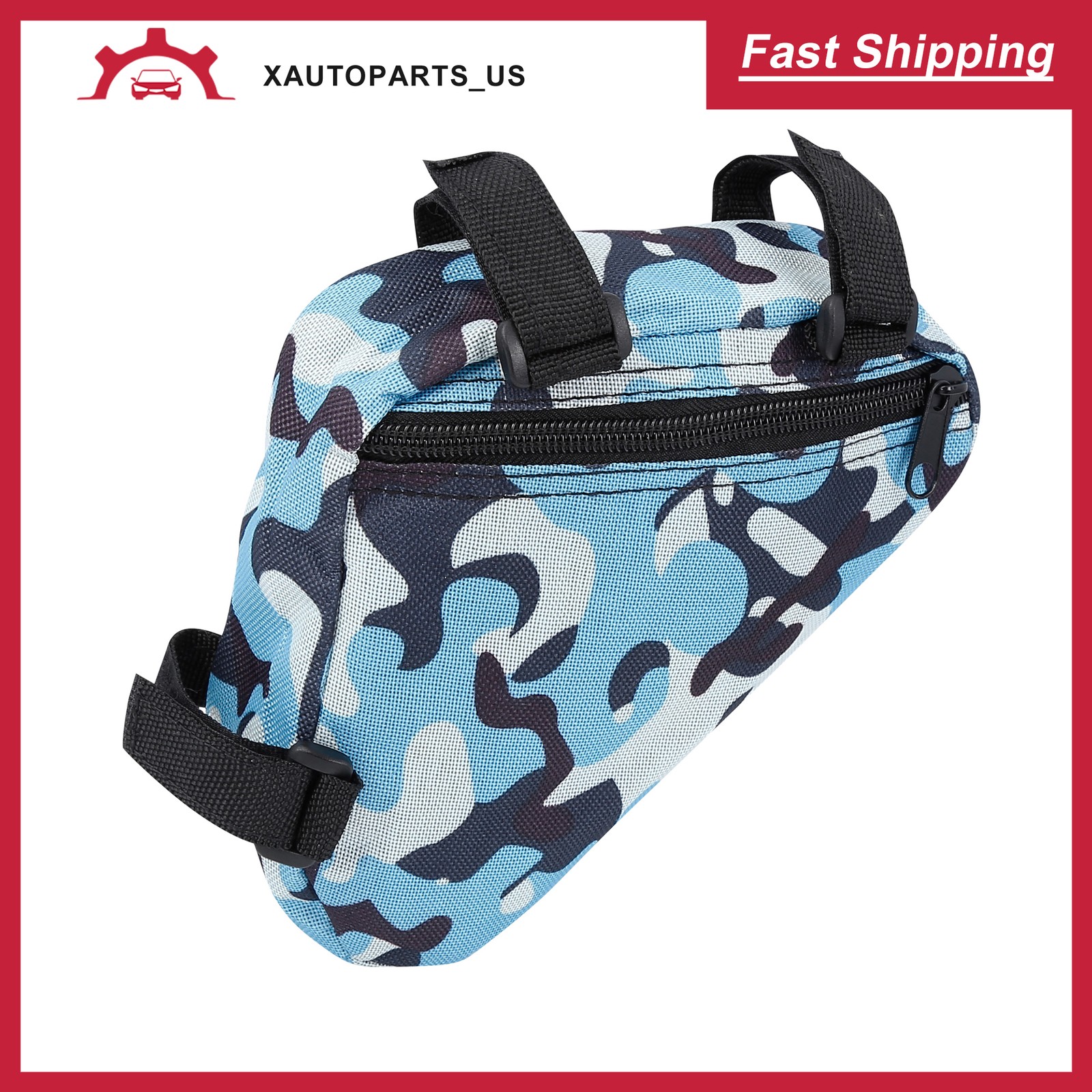 16x14x4cm Bike Saddlebag Bicycle Frame Bag Storage Bags Camouflage Blue