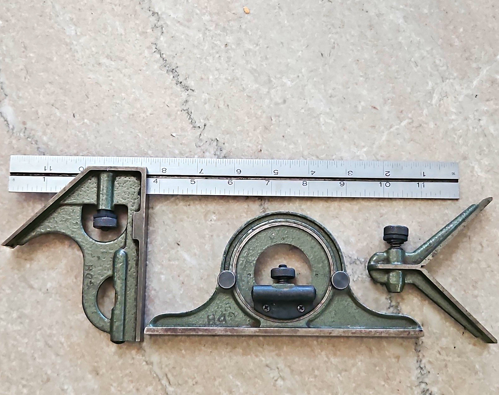 Mitutoyo Combination Protractor 12 in Blade Semi-Circular Head 0-180 180-501