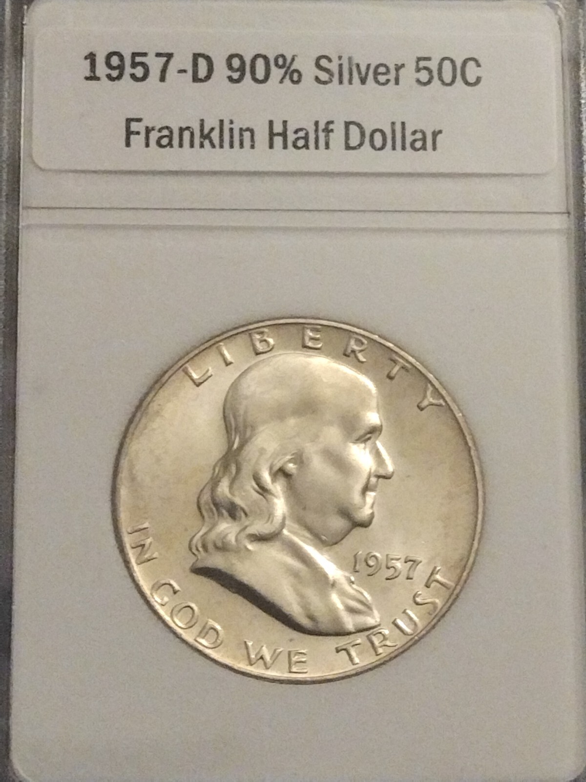 1957-D 90% SILVER 50¢ Franklin Half Dollar FBL - NICE!