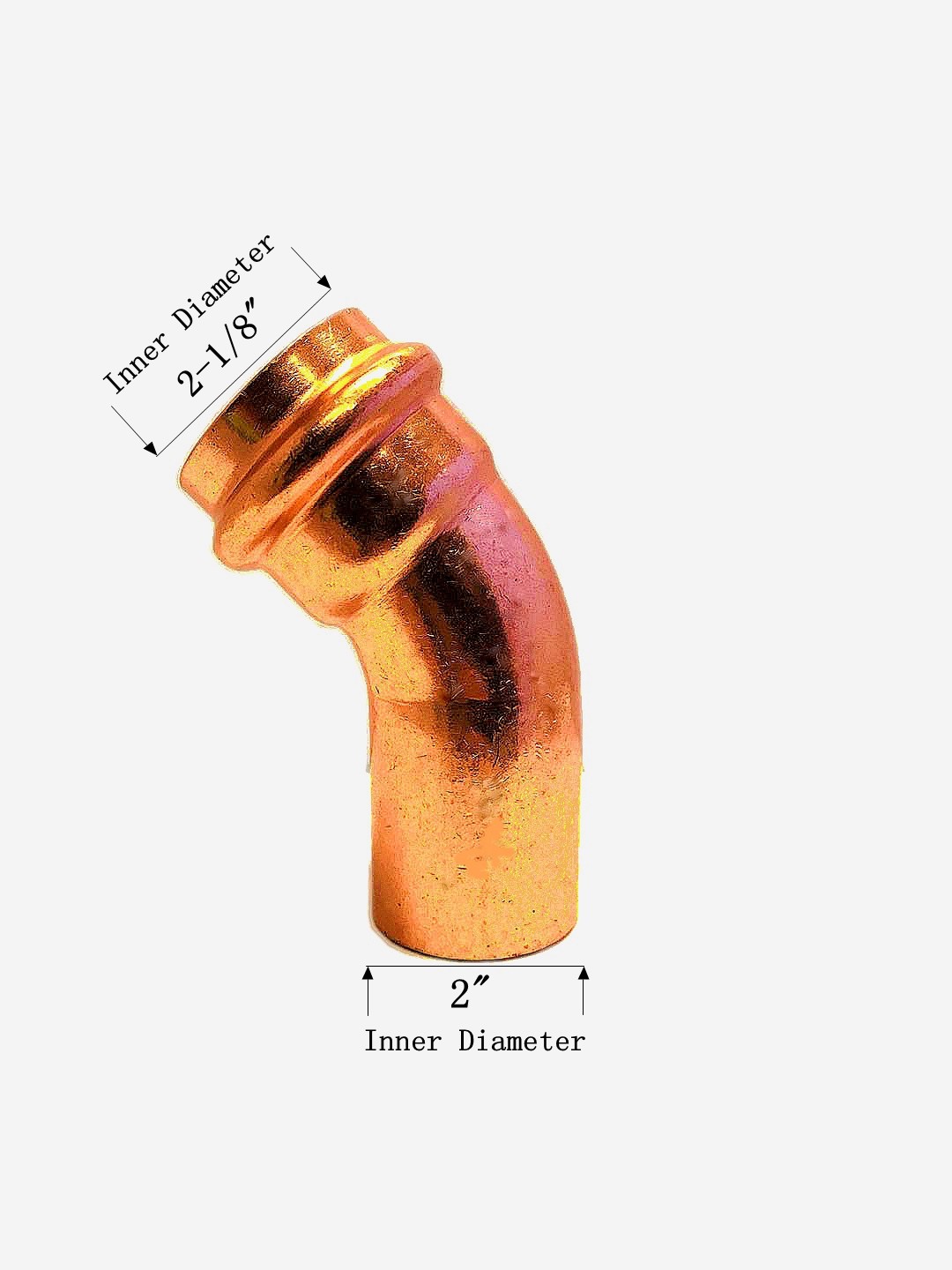 Libra Supply Lead Free 2 inch, 2'' 45 Degree Press Copper Street Elbow, FTG x P