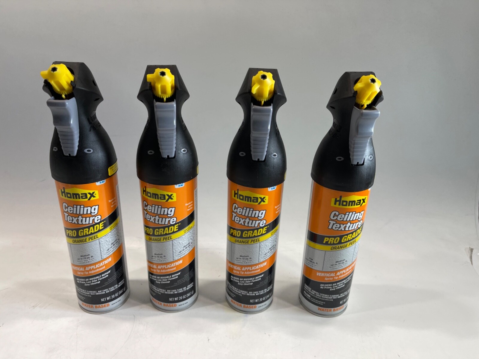 4x Homax Pro Grade CEILING TEXTURE 20 oz Flat White Orange Peel Vertical Apply