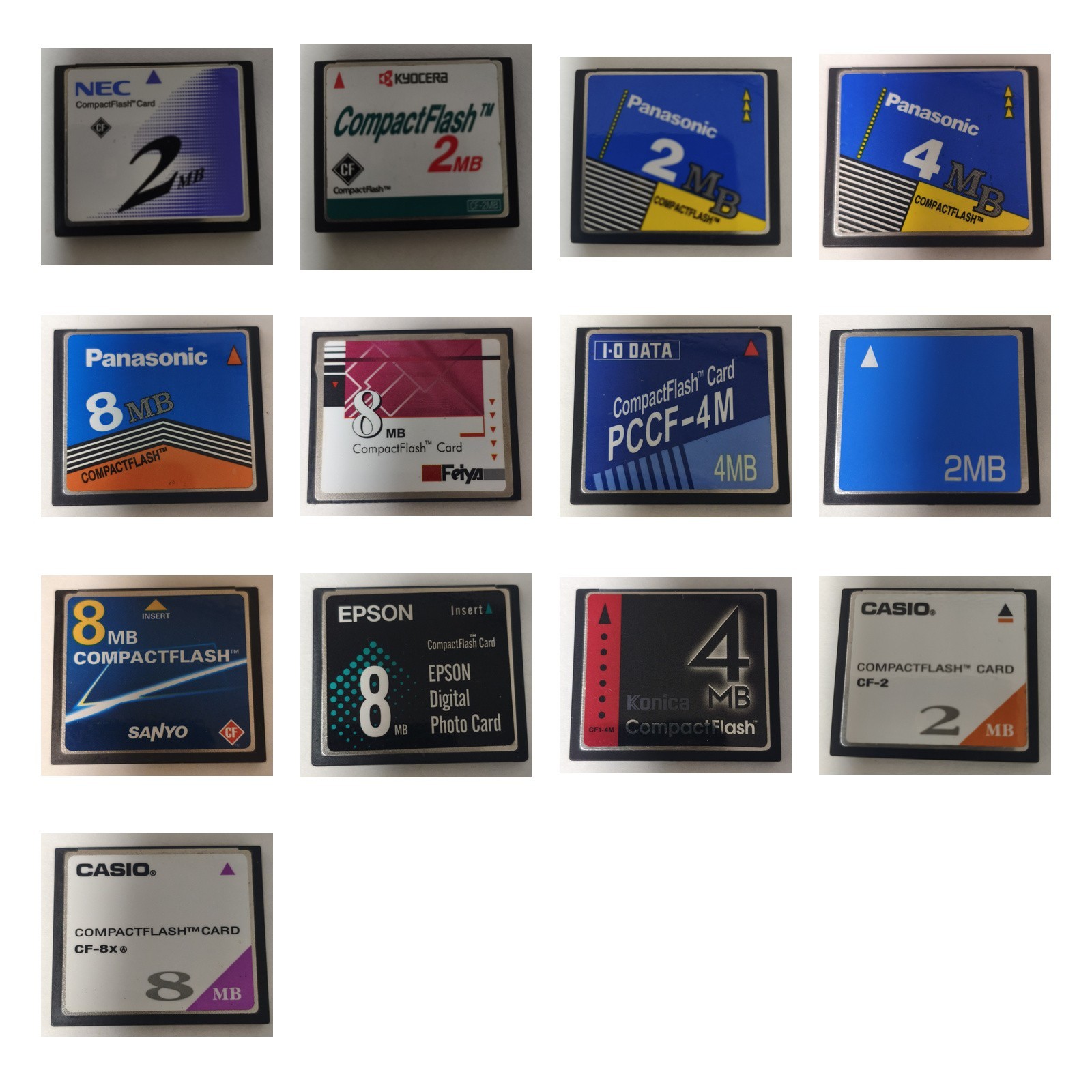CompactFlash CF Memory Card 2MB 4MB 8MB Low Capacity Vintage Camera
