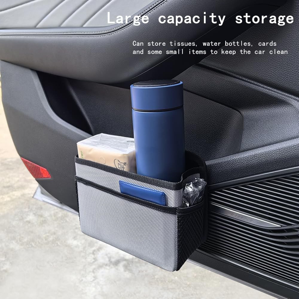 Car Trash Can, Foldable Multifunctional Hanging Storage Box Trash Can beige
