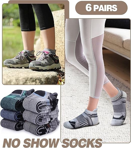 6 Pairs Merino Wool Ankle Running Hiking Socks Compression Support Breathable Th