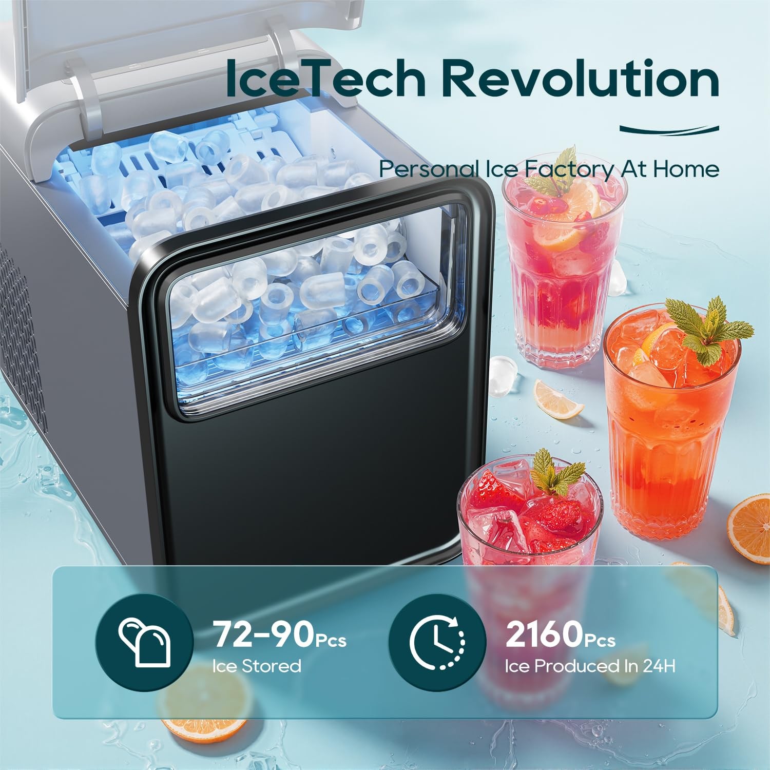 Ice Maker Countertop, 9 Cubes in 6 mins, Self-Cleaning Portable...