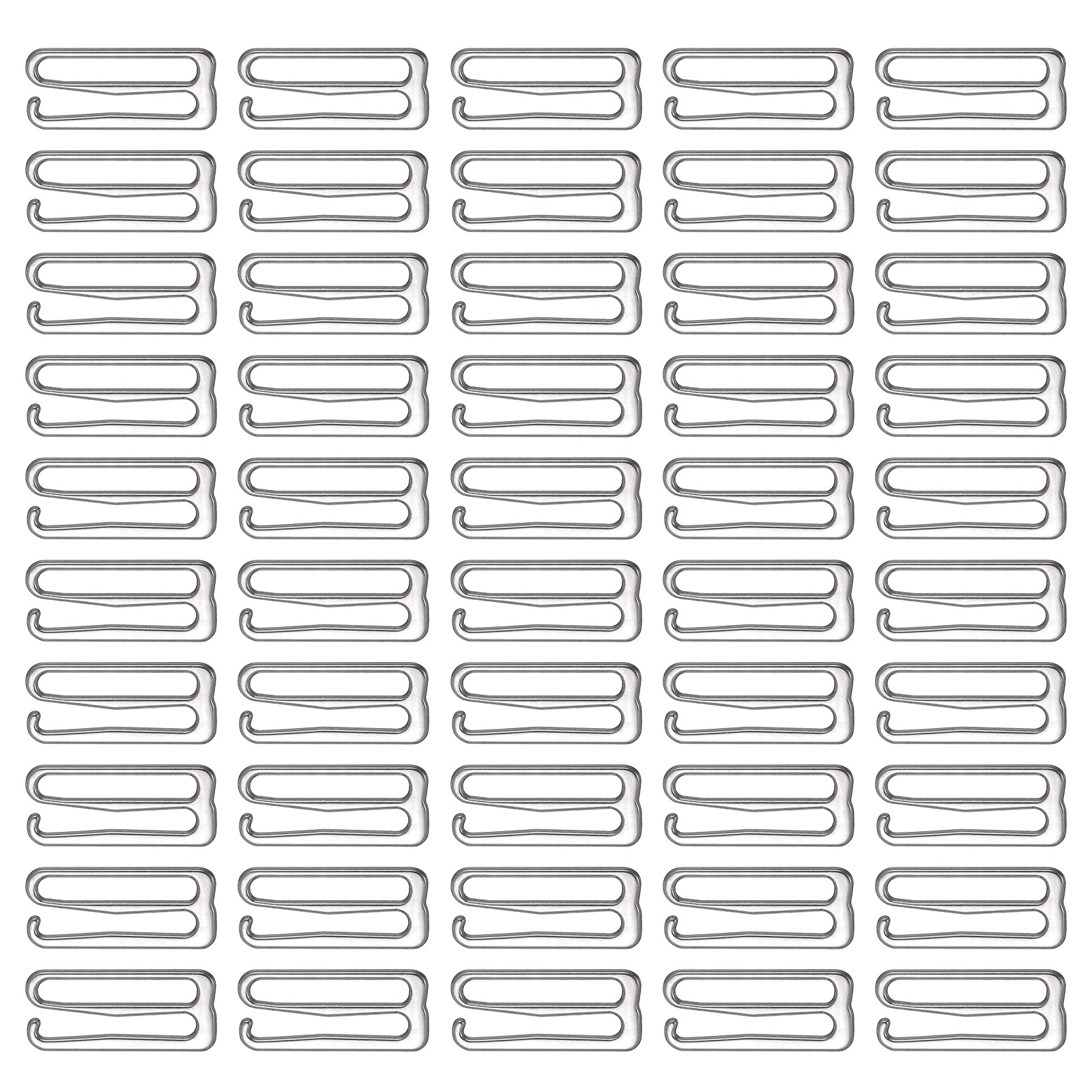 50Pcs Bra Hooks for Straps 20mm 9 Shaped, Silver