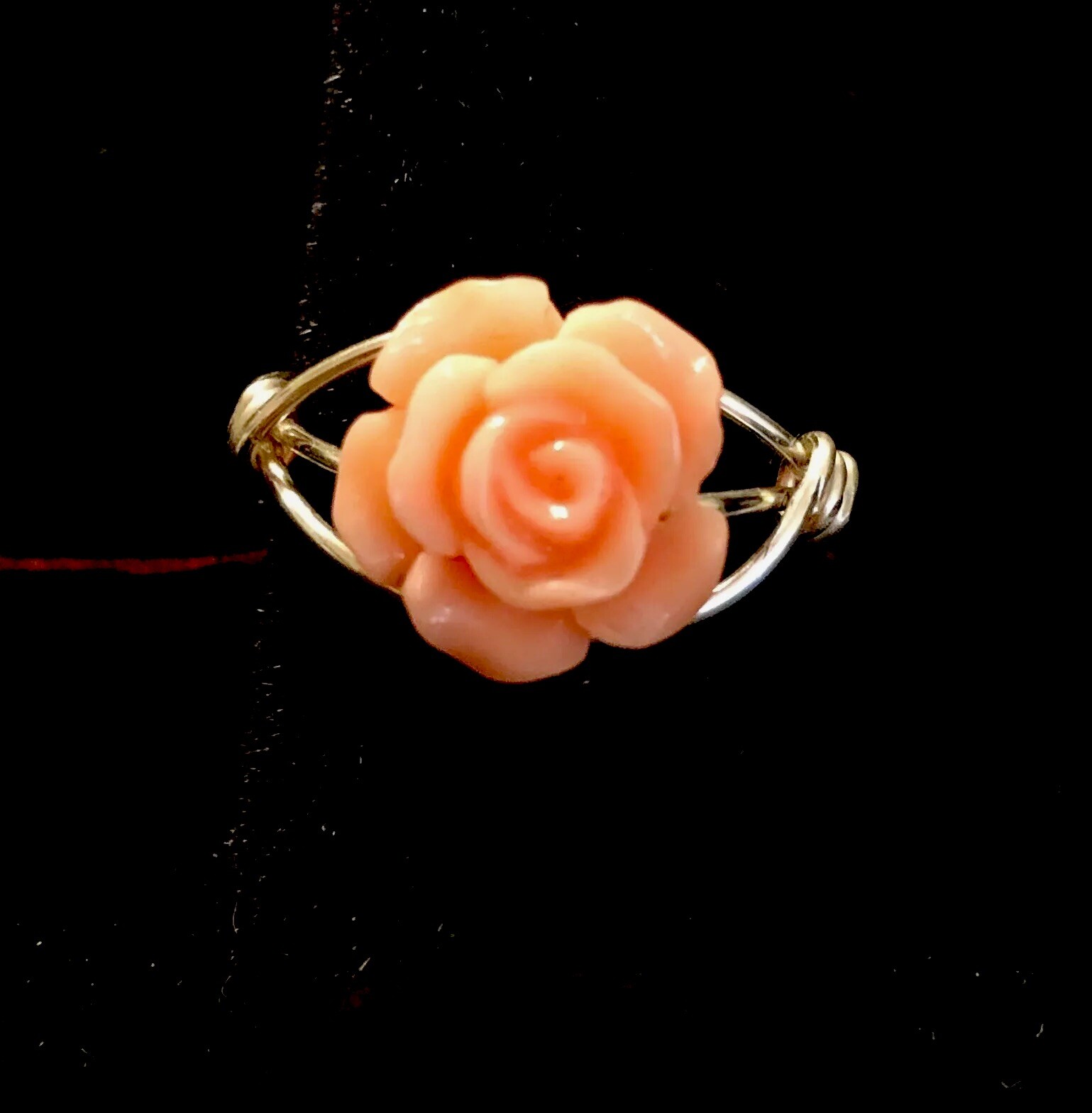 Peach Rose Rings In Silver Plated Wire Sizes 4, 4.5, 5. Jewelry, Gifts