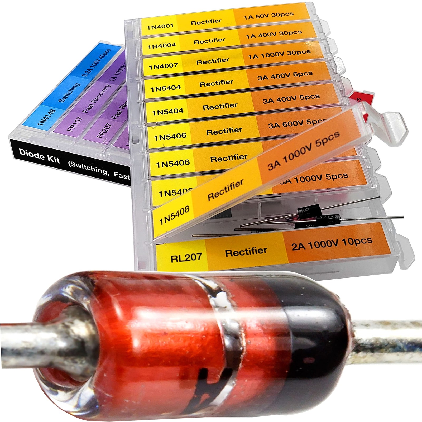 EEEEE16 Value 250 pcs Diode Assortment Kit Contains Rectifier Fast Recovery S...