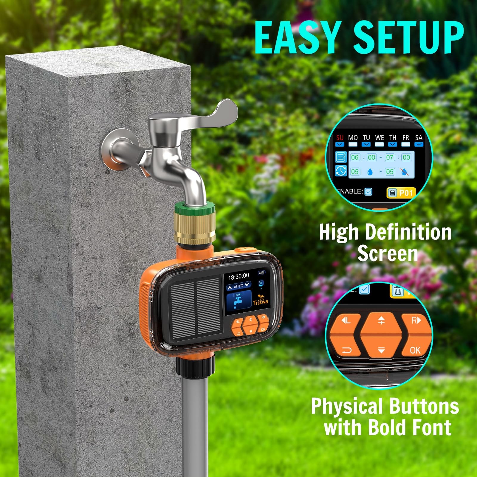 Solar Sprinkler Timer Water Timer, Irrigation System for Garden Hose Solar&Usb-