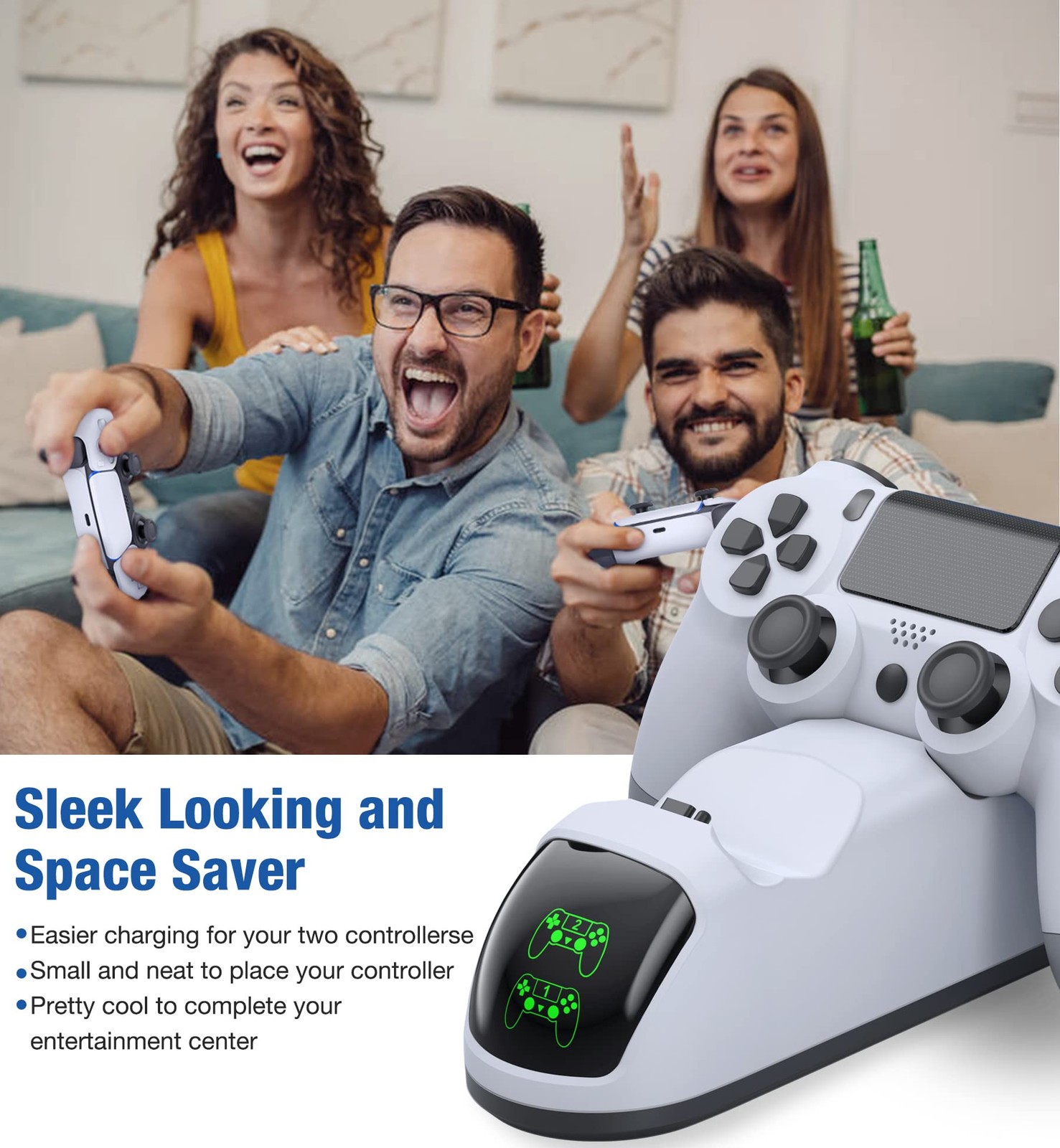 PS4 Controller Charger Dock Station with Charging Cable,1.8Hour Fast-Charging PS