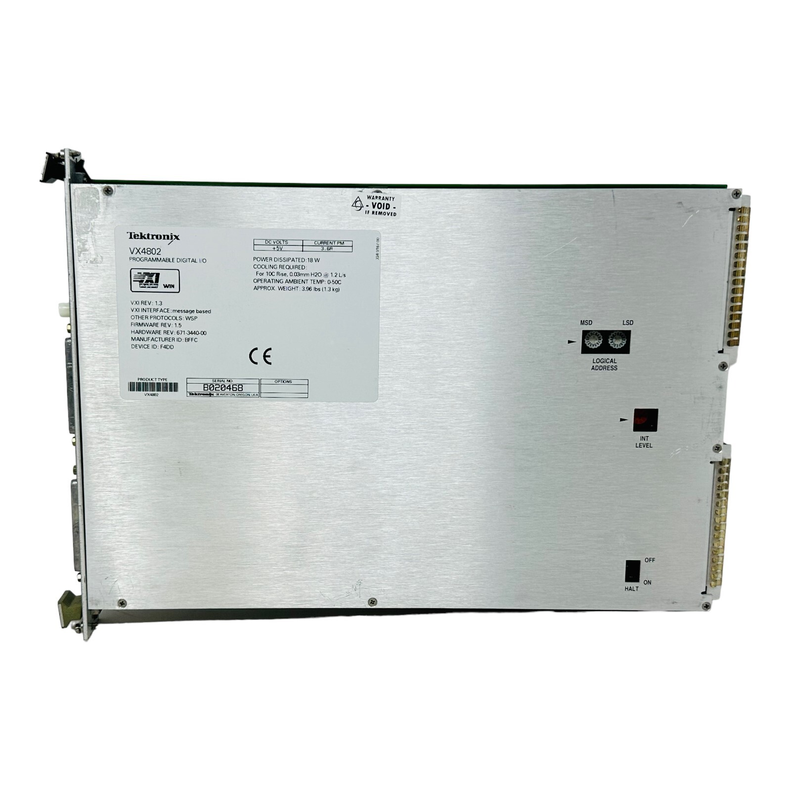 TEKTRONIX VX4802 PROGRAMMABLE DIGITAL I/O VXI MODULE SN B020468