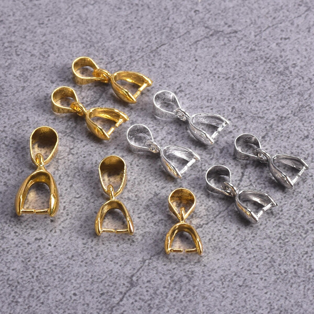 20pcs Gold/Silver Color Copper Metal Connectors Bail Pinch Clasp Clips Beads