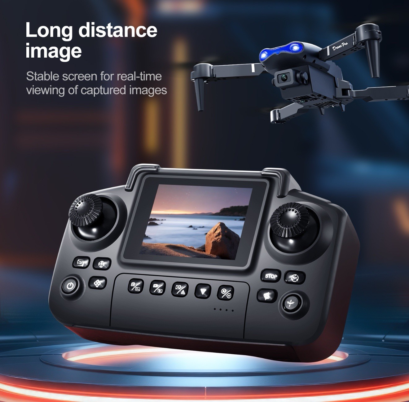 E99 Max Drone With 4k Cameraُ 200 M, 15 Min Flight 2.4GHz Control Romote Screen