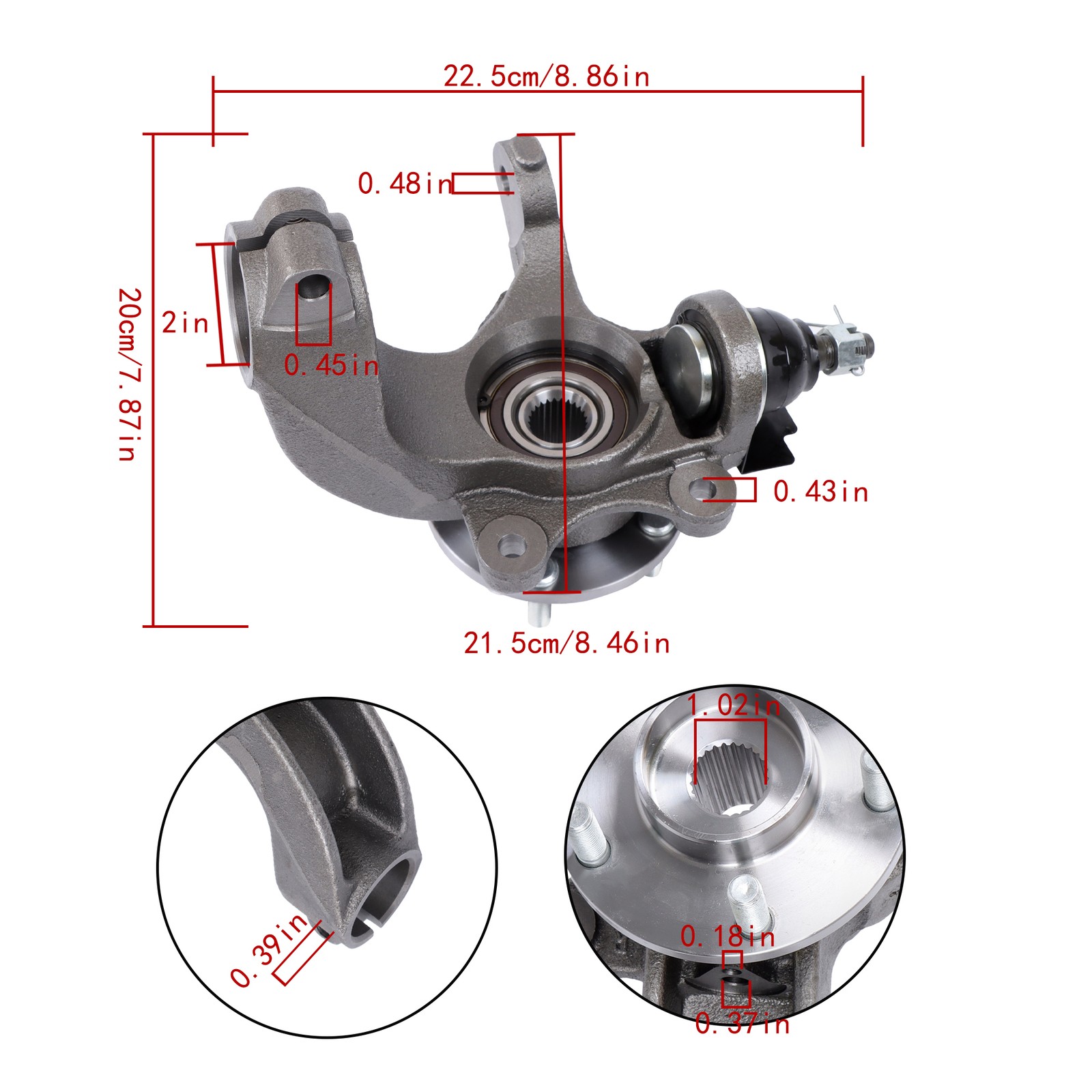 Front Steering Knuckles Wheel Hub Bearings For Ford Transit Connect 2010-2013