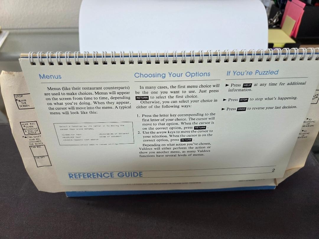 Vintage 1983 Valdocs Keyboard Ref. Guide Epson QX-10 Computer