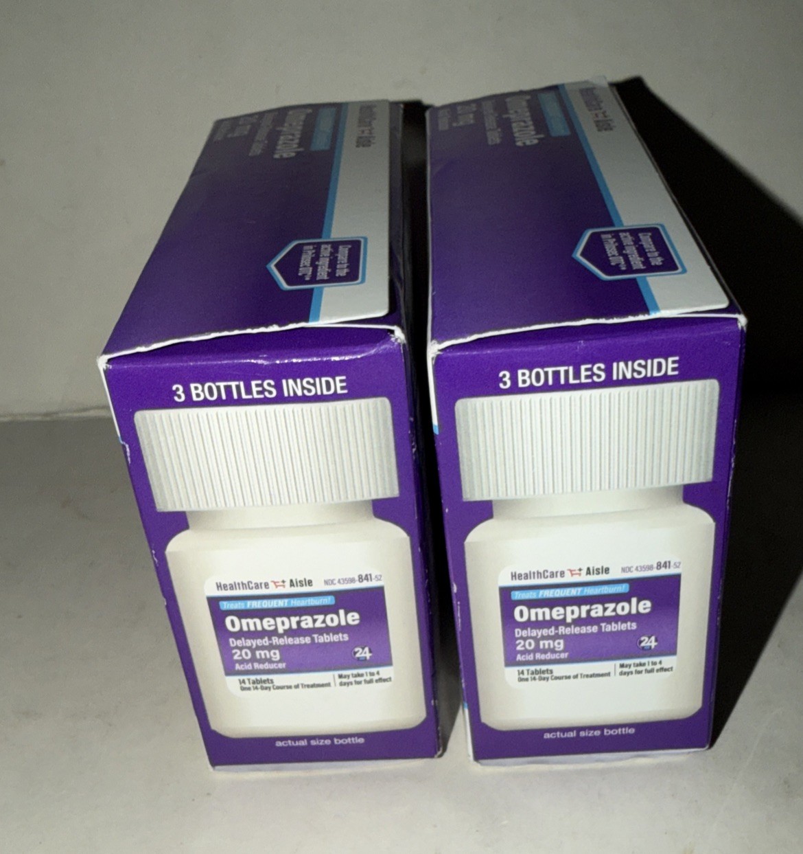 2 Boxes Omeprazole 20 Mg 42 Delayed-Release Acid Reducer Capsules Exp 09/2026