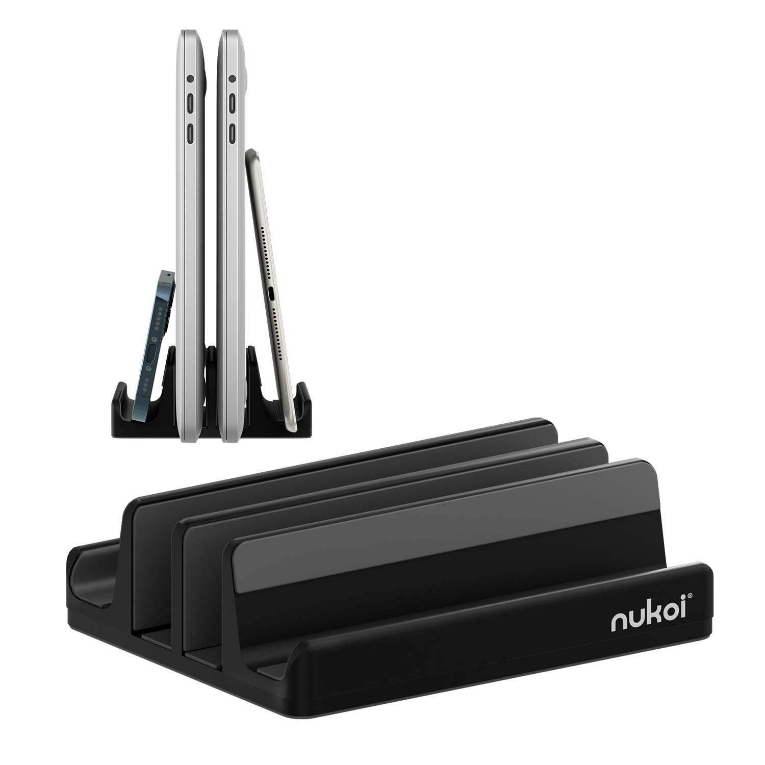 Nukoi Vertical Laptop Stand - SPACEMax Adjustable GRIPLock Anti-Tip Silicone ...