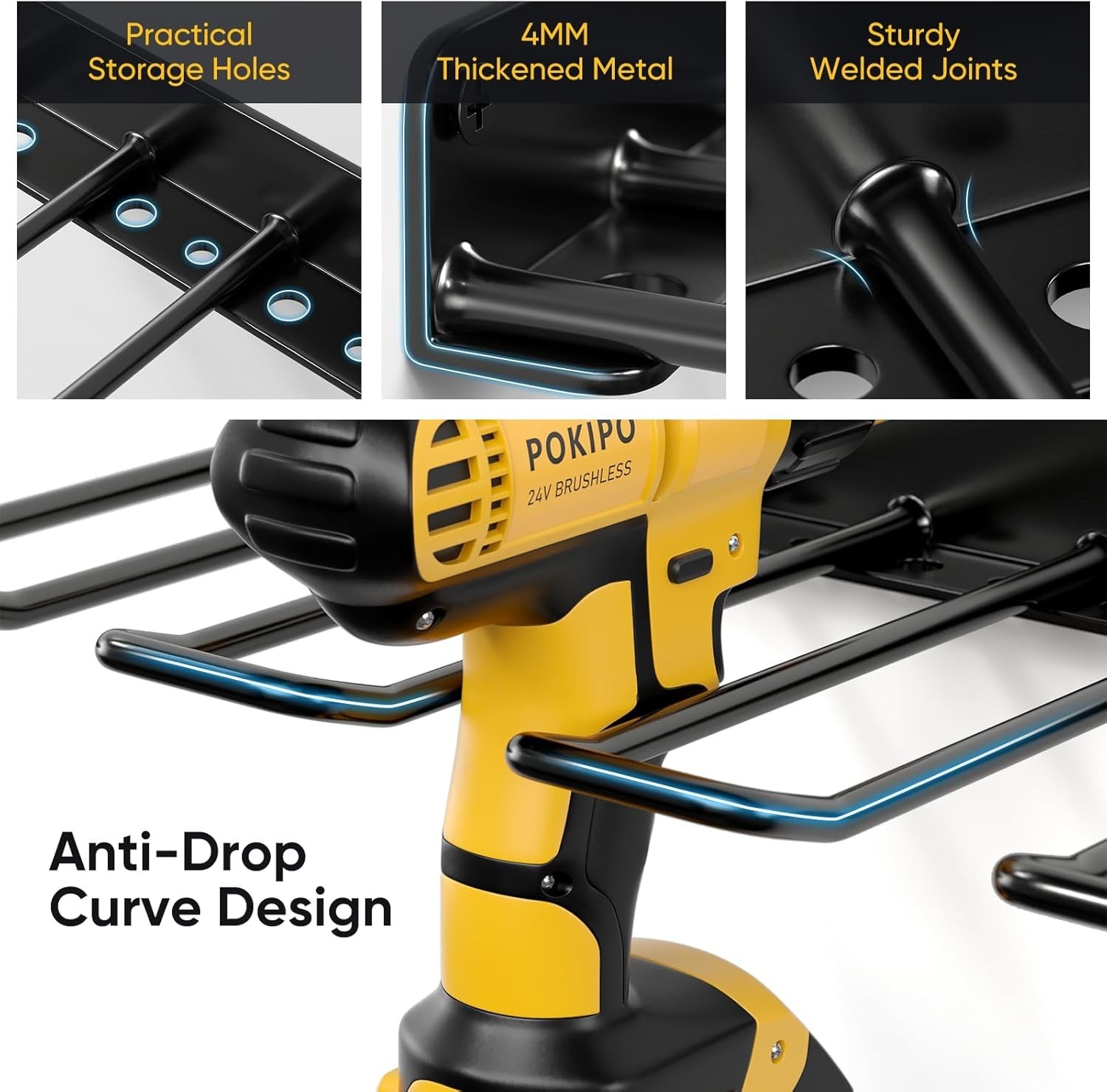 Rust Resistant 3-Tier Heavy Duty Wall-Mounted Tool Organizer for Workshop