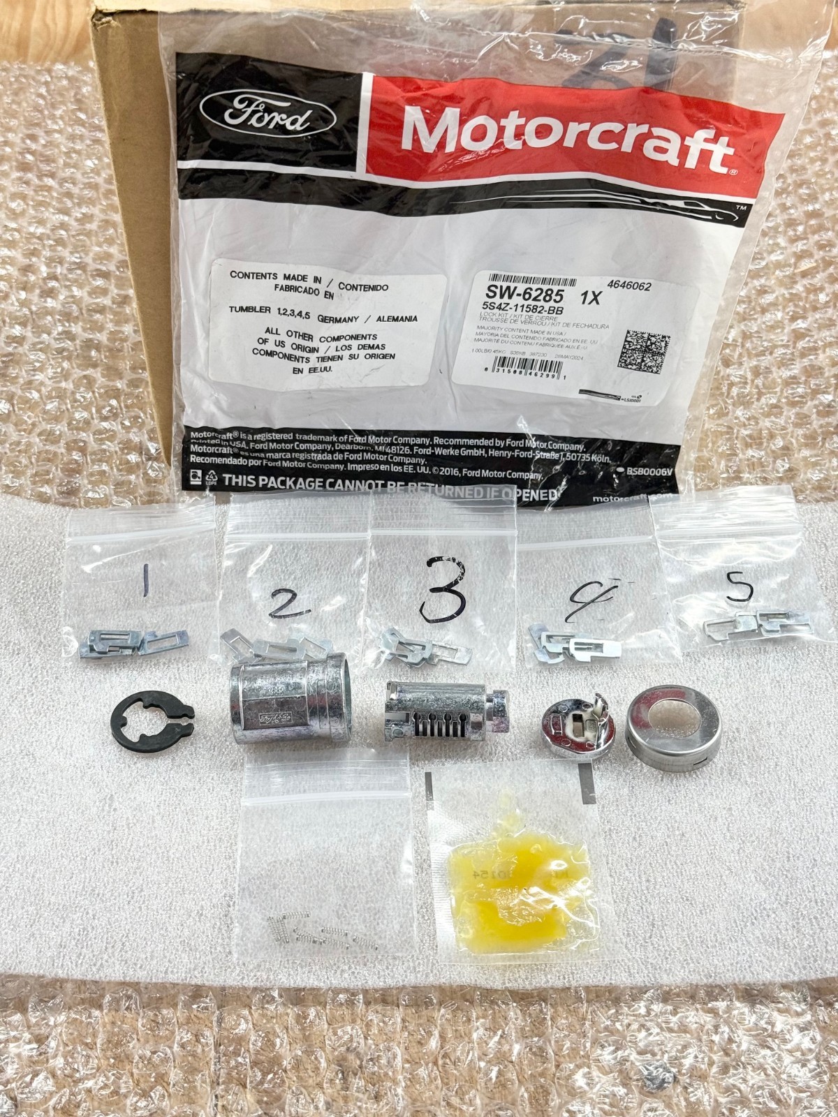 Ignition Lock Cylinder Kit for 2000-2019 FORD LINCOLN SW6285 MOTORCRAFT OEM NEW
