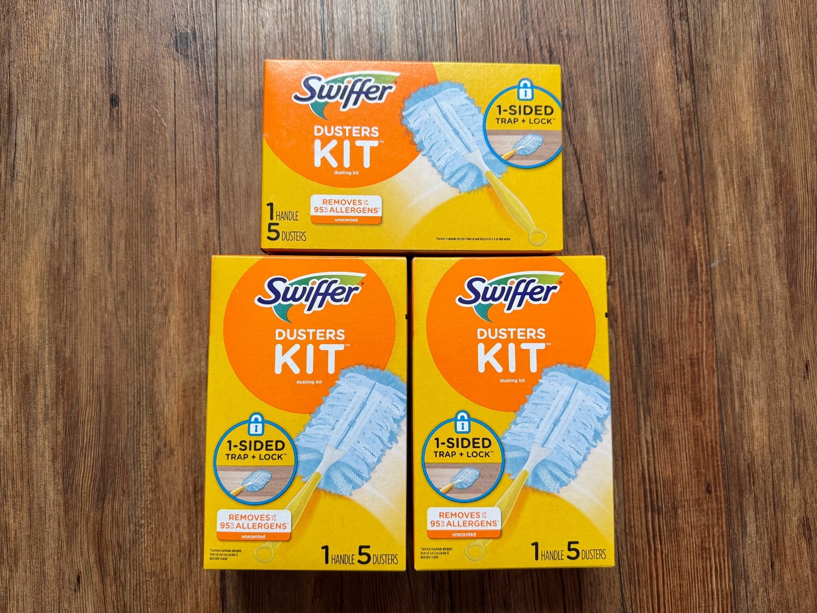 (3 pack) Swiffer DUSTER KIT 6" L Trap + Lock Includes Handle & 5 Refills NEW!