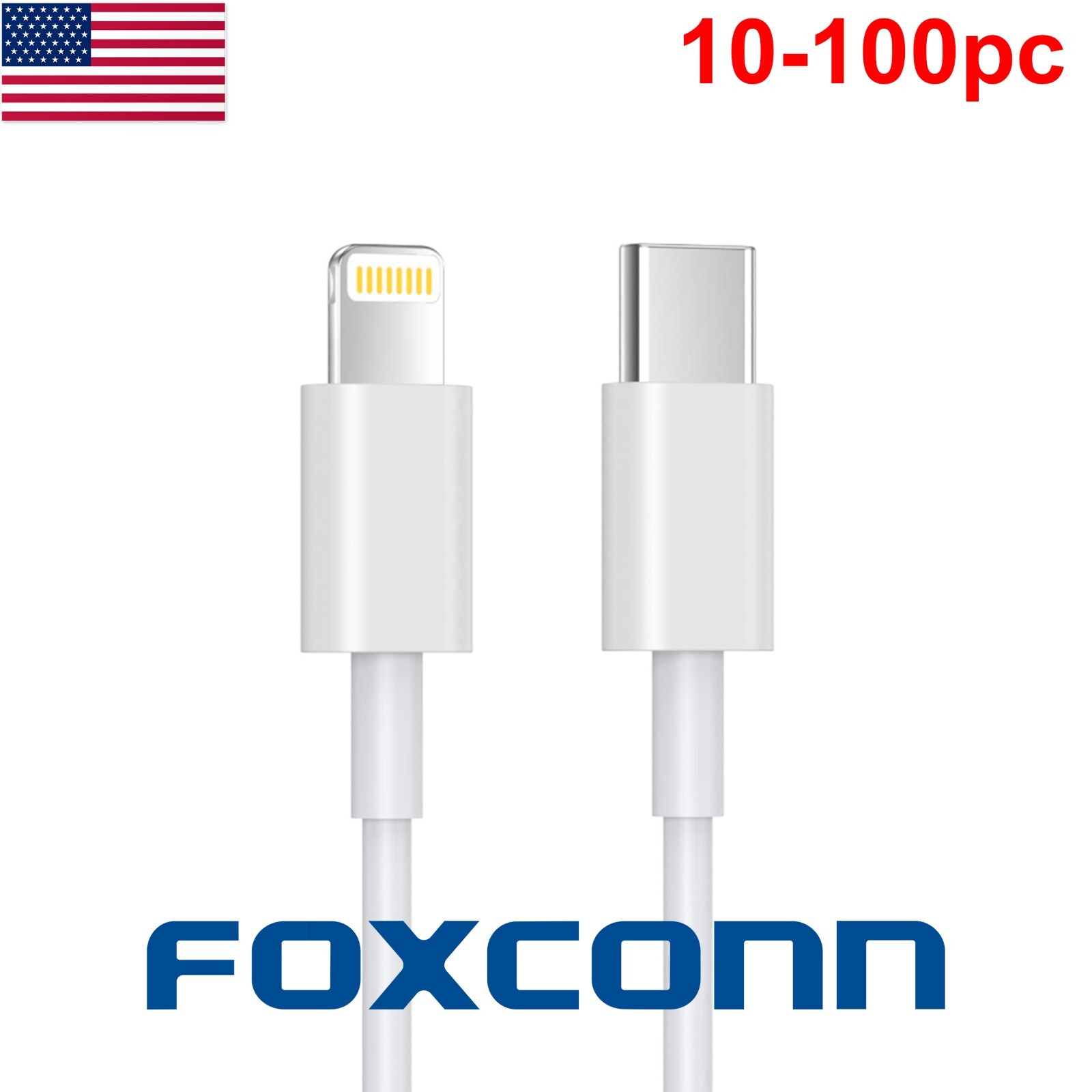 Lot 10 - 100 PK 3FT USB C USB A Charging Power Cord Cable iPhone 15 14 13 12 11