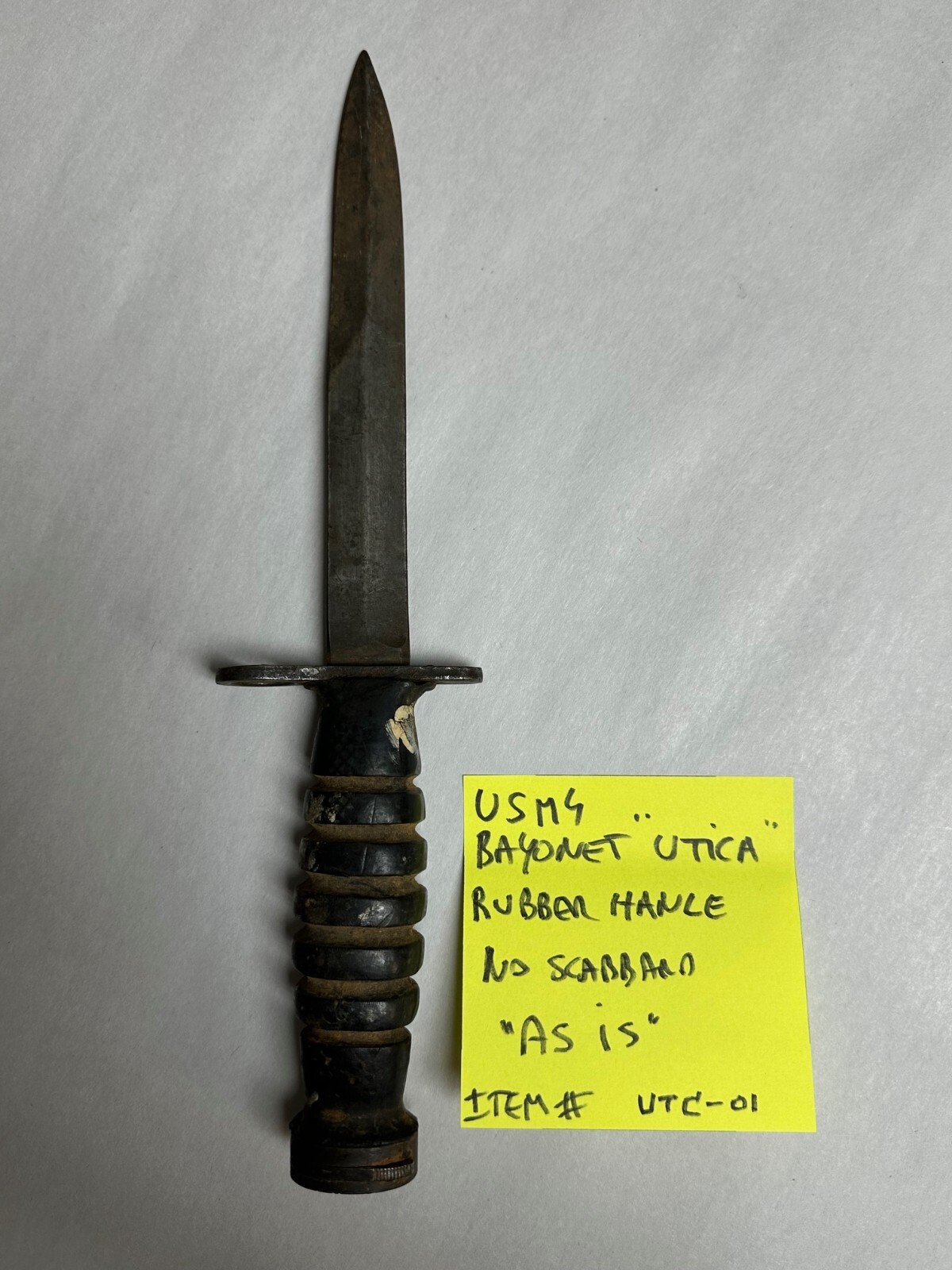 US GI KOREAN ERA M1 CARBINE "UTICA"  RUBBER HANDLE BAYONET NO SCABBARD #UTC-01