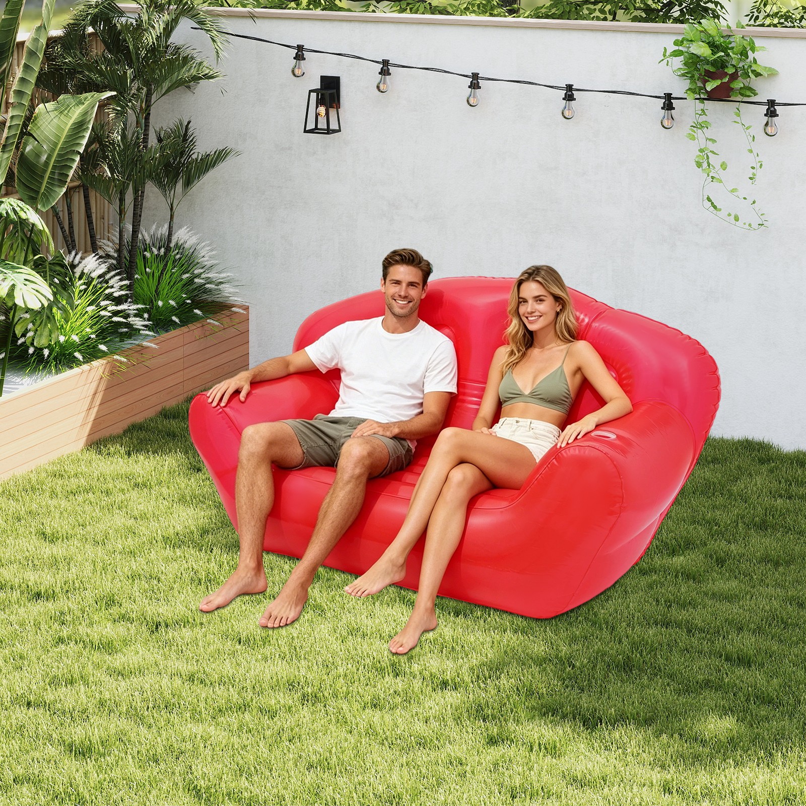 Inflatable Double-Person Sofa With Three Rapid-inflate Valves70.9*35.43*37.4in