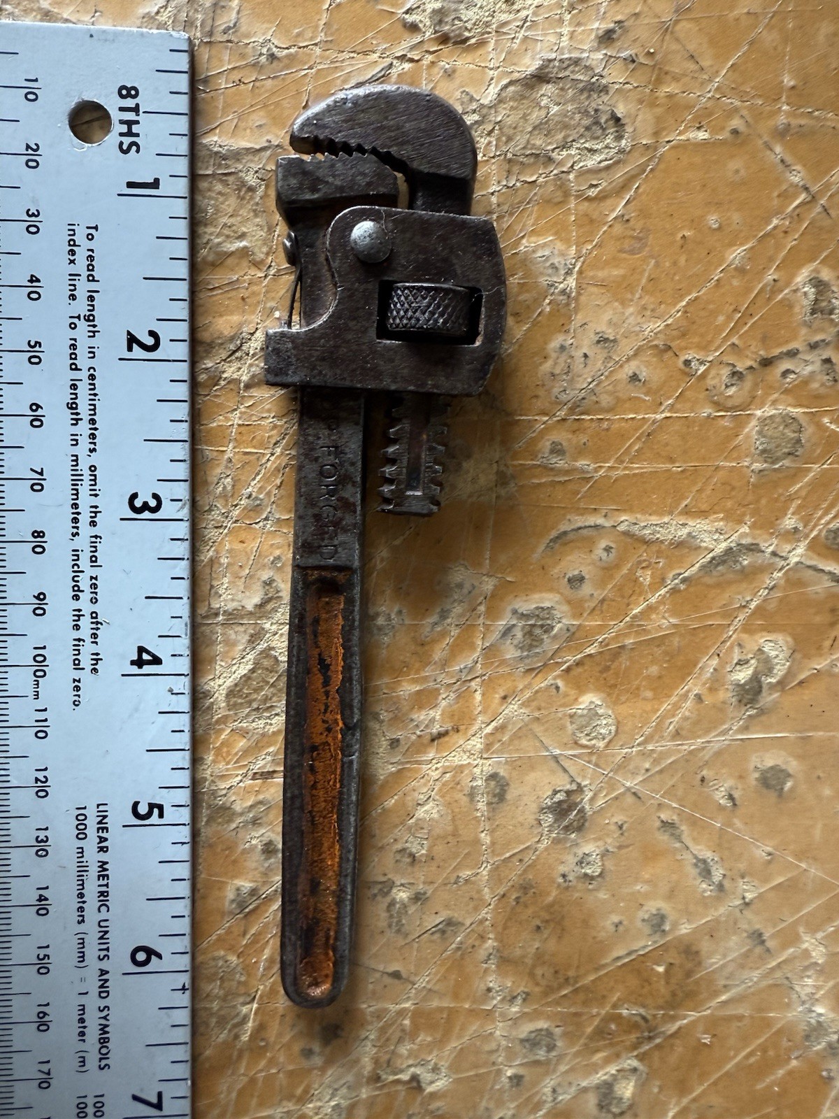 Vintage 5.5” Mini Adjustable Pipe Wrench Forged Steel Plumber Faucet Tool