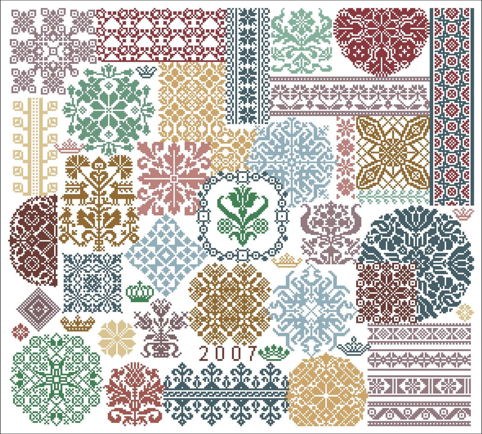 TRANQUILITY SAMPLER Quaker Cross Stitch Pattern Vintage Nature Floral DIY