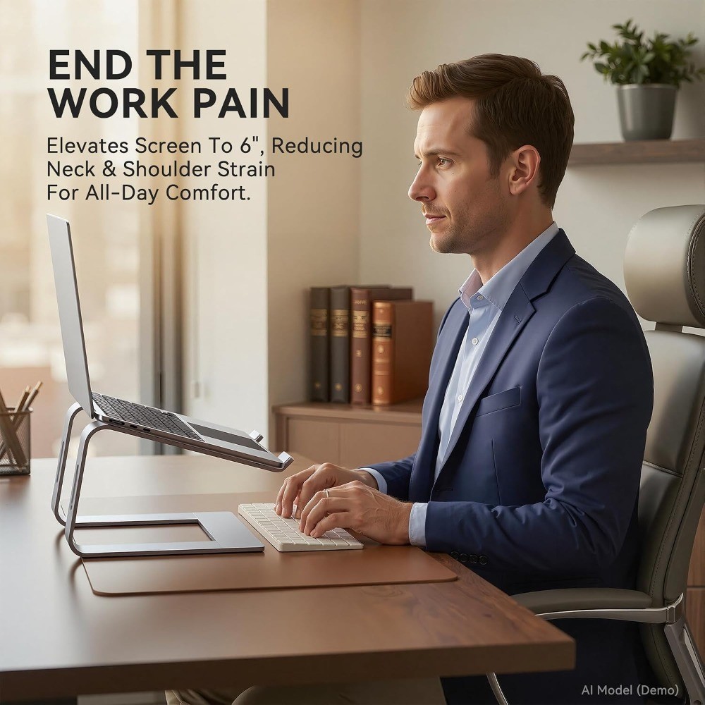 Laptop Stand, Aluminum Computer Riser, Ergonomic Laptops Elevator for Desk,