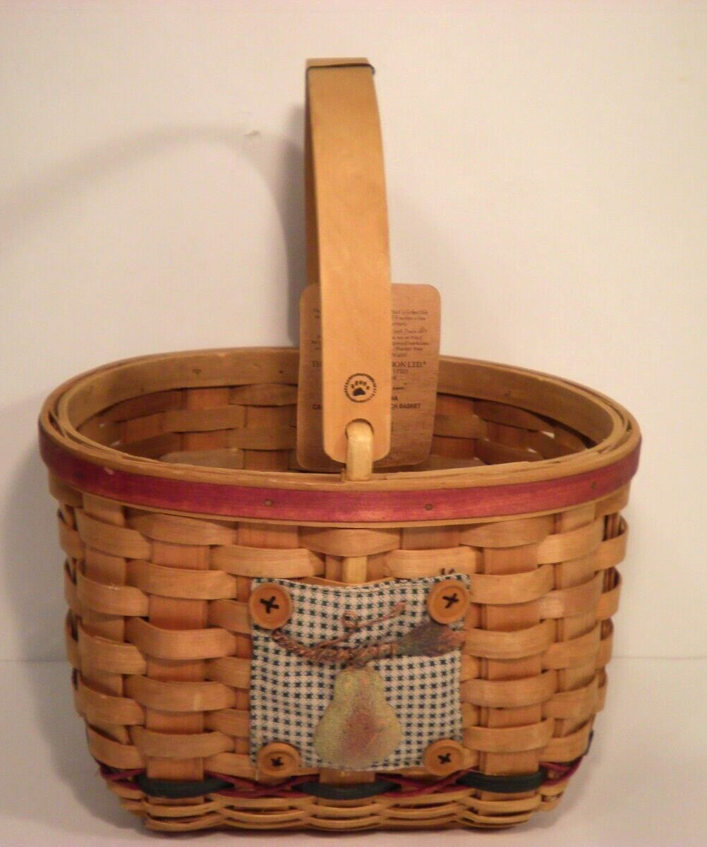 Boyds Bears Camryns Lg Pear Patch Basket Handmade #65186-3 Handle Vtg 9x7.5" HTF