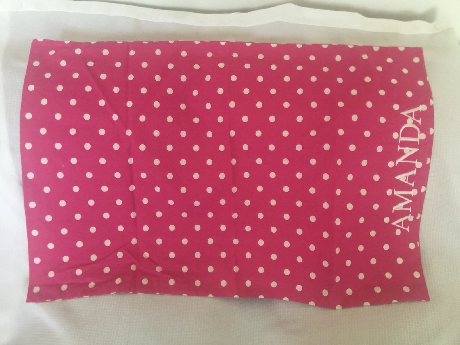 Pottery Barn Kids Hot Pink White Dots "Amanda" Pillowcase NWOT
