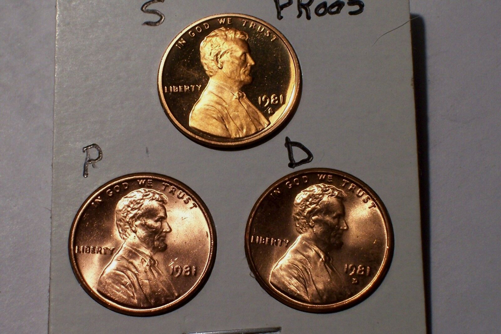 1981-P,D,S @ 3-coin set of unc. Lincoln Mem. Pennies {From rolls}