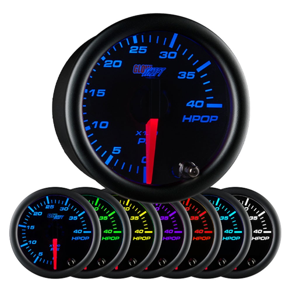 GlowShift HPOP Pressure Gauge Kit for 7.3/6.0 Power Stroke Super Duty, Black 7