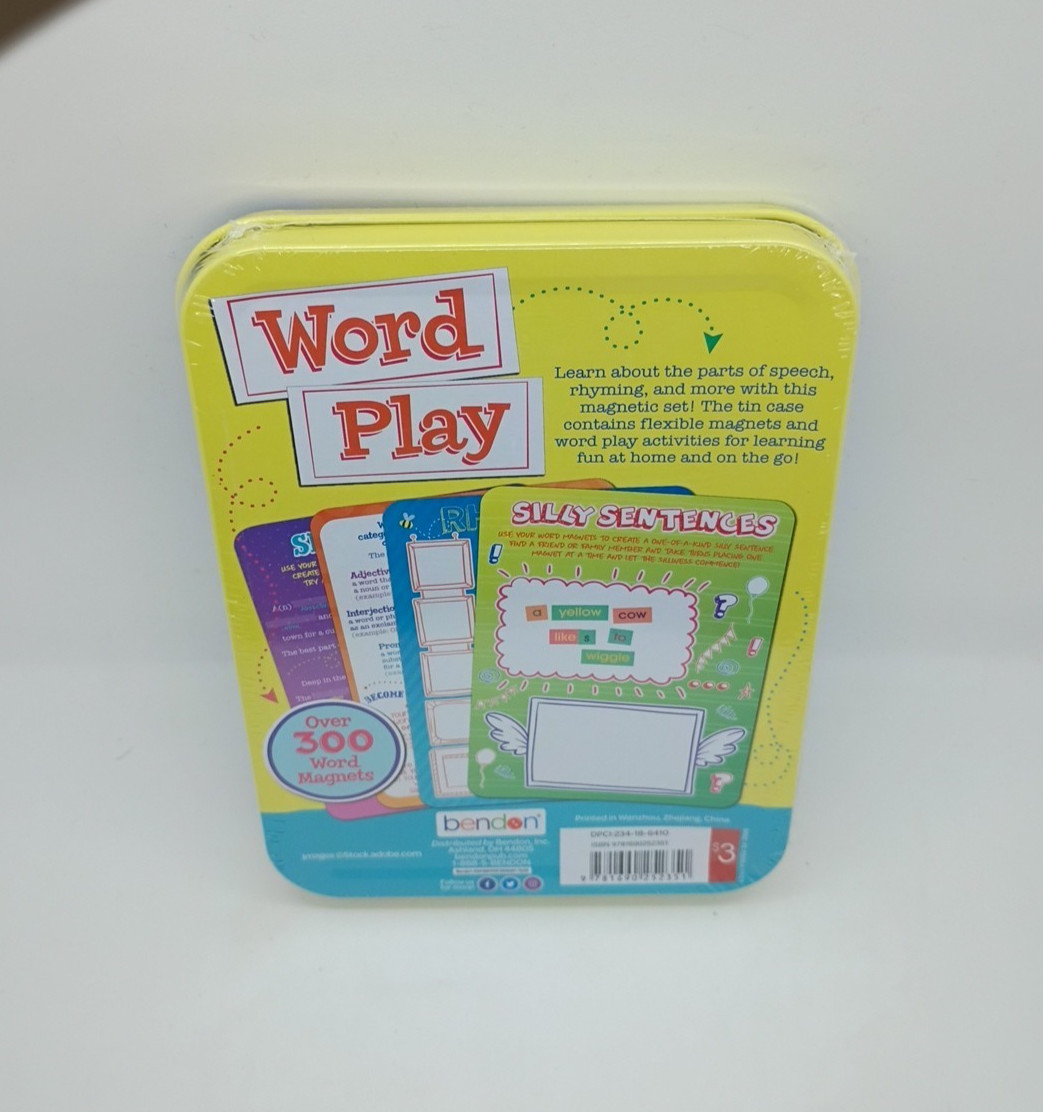 WORD PLAY Learning Activity Magnetic Tin Ages 7+ Sealed - New in tin container