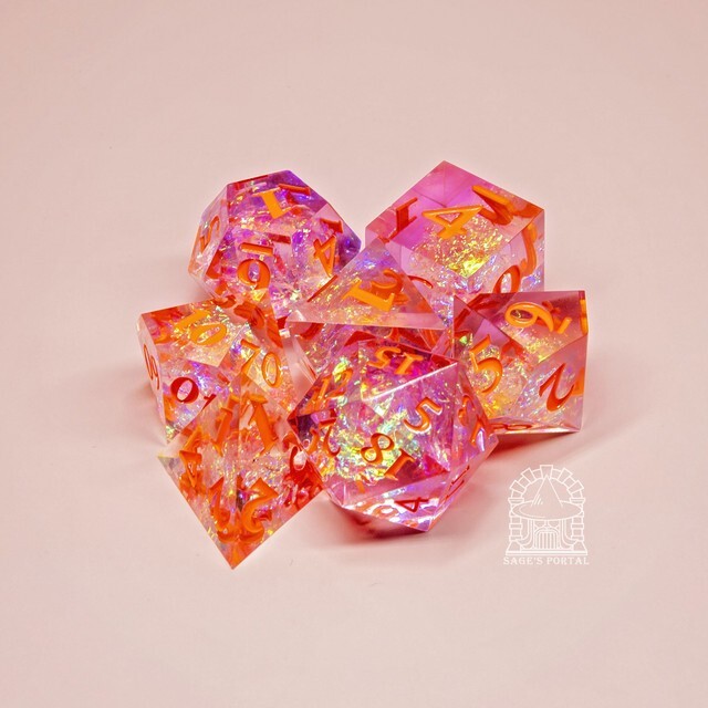 Sage's Crystals - Summer Sharp Edge Resin Polyhedral Dice Set DnD RPG