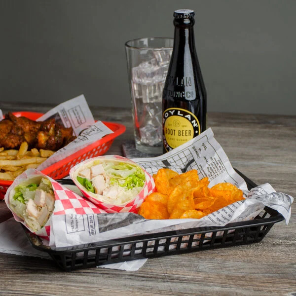 Choice 12x 8 1/2x 1 1/2" Rectangular Plastic Food Basket, 12 Pack (select color)