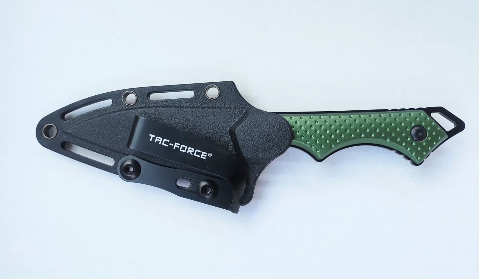 7" Tac Force EDC Fixed Blade Knife Kydex Sheath Horizontal Carry Green Handle