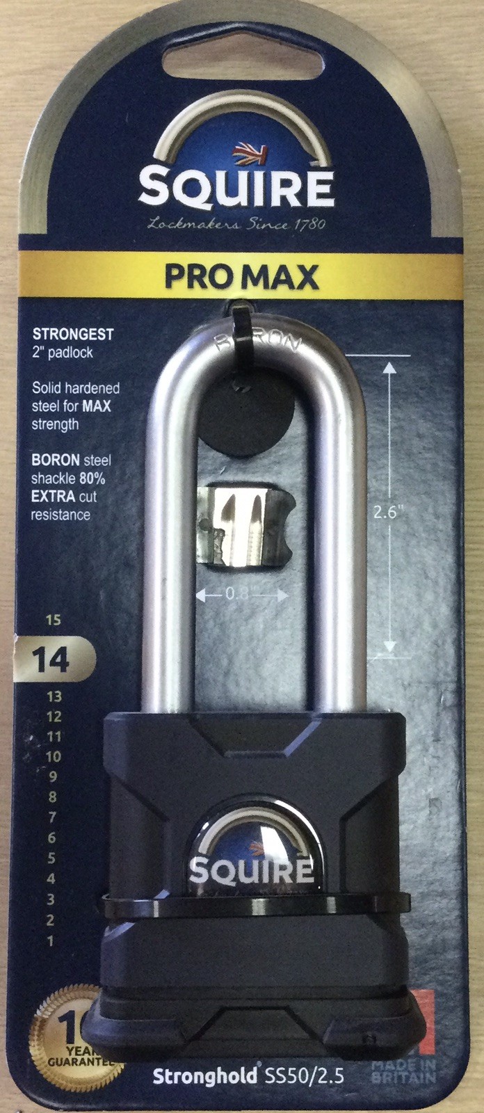 Squire Locks Stronghold Keyed Padlock, 1-7/8-in Wide x 2-3/4-in Shackle