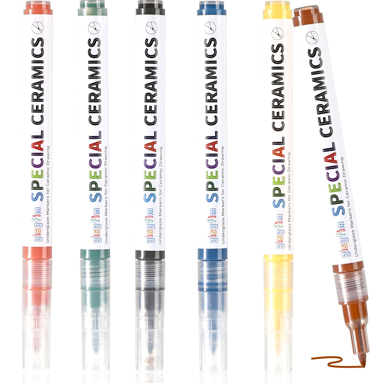6 Pcs Underglaze Colored Pen for Pottery Ceramics Underglaze Marker DIY Ceram...
