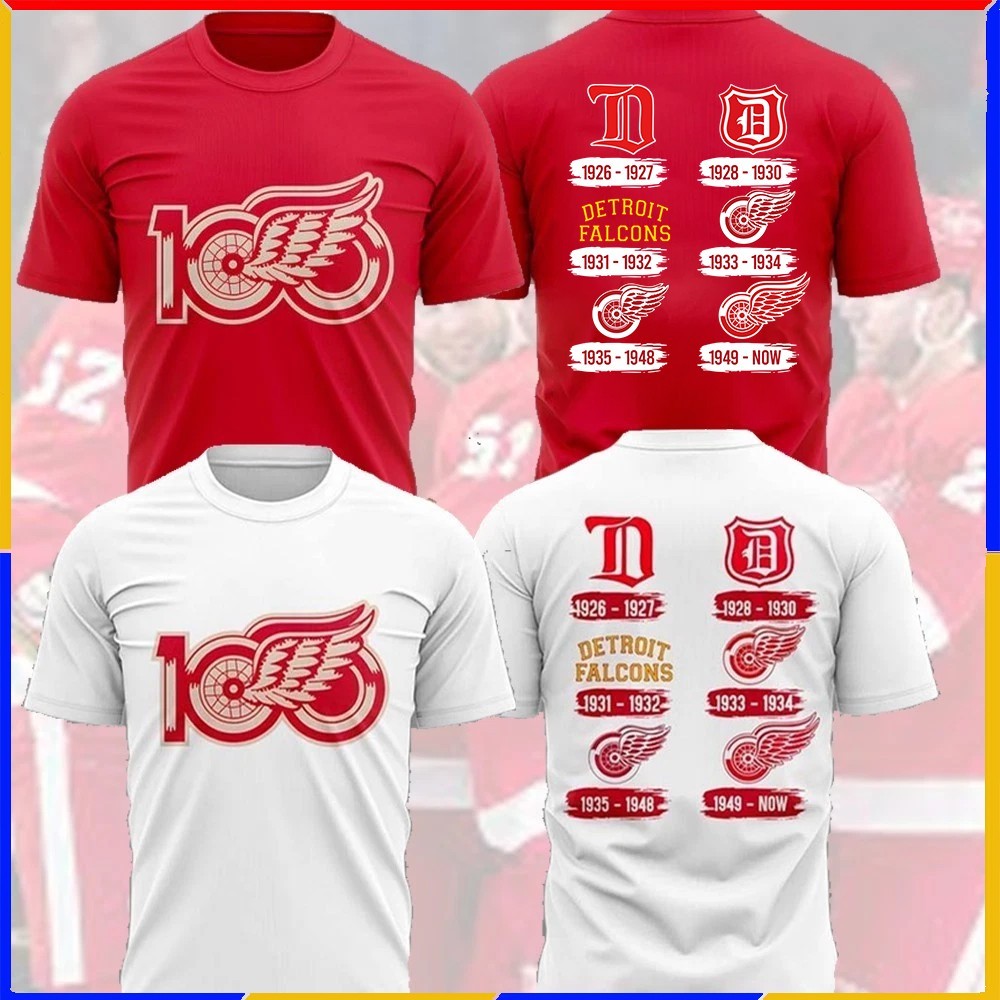 HOT NEW - Detroit Red Wings 100th Anniversary Full Size S_5XL Logo Gift For Fans